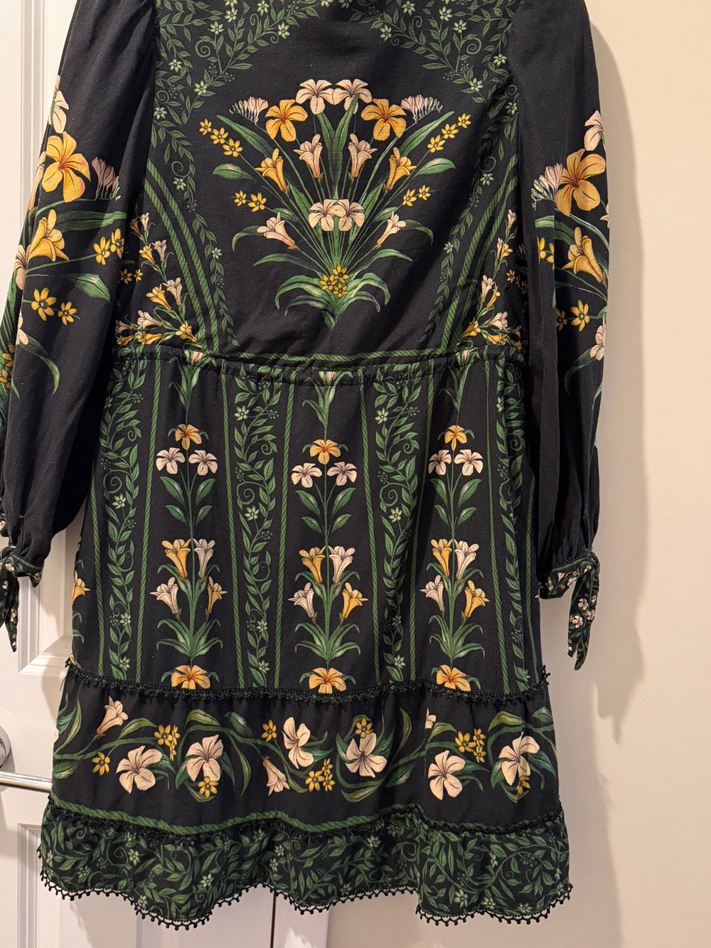 FARM Rio Black Floral Mini Dress with Green and Yellow Print - Picture 6 of 7